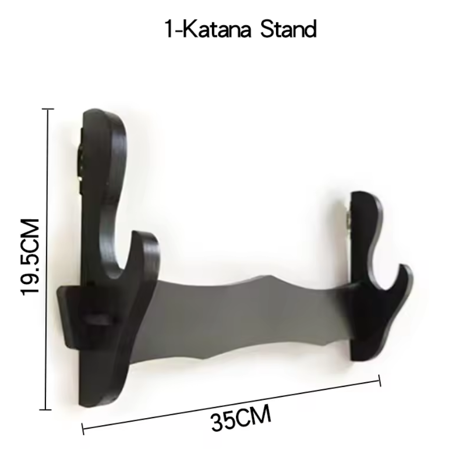 Wall Mount Katana Holder – Single Layer Sword Display Rack (Black) - size guide, about 35 cm wide and 19.5 cm tall