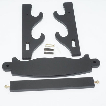 Wall Mount Katana Holder – Two Layer Sword Display Rack (Black) - flat-packed parts, cross bar, screws and wall plugs