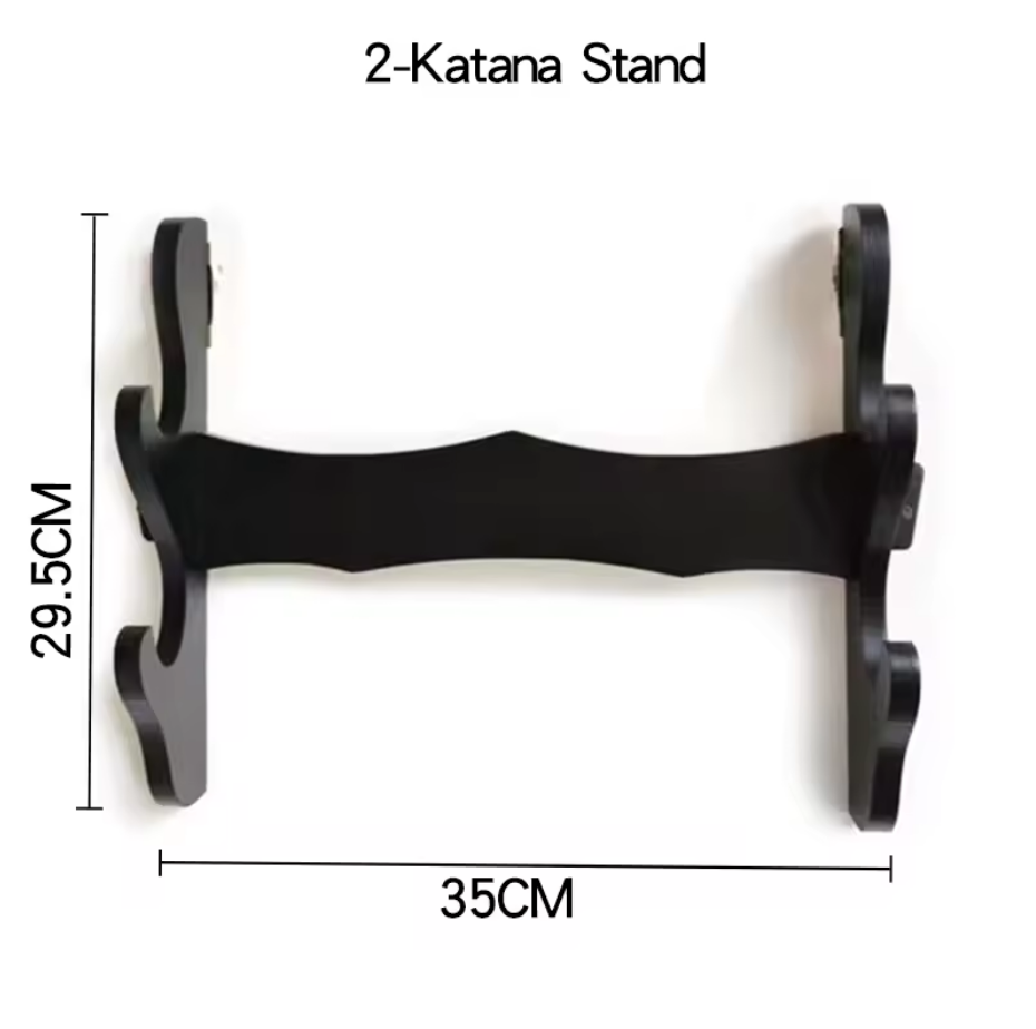 Wall Mount Katana Holder – Two Layer Sword Display Rack (Black) - size guide, about 35 cm wide and 29.5 cm tall
